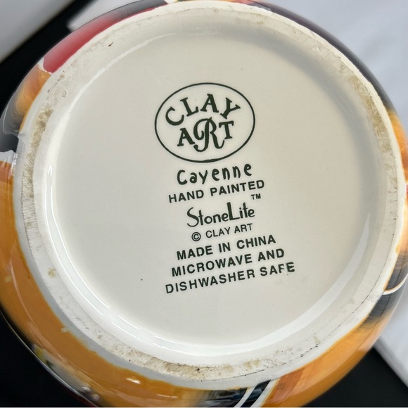 CHILI PEPPER CLAY ART  " CAYENNE " STONELITE PITCHER 2003 HAND-PAINTED - Picture 7 of 7